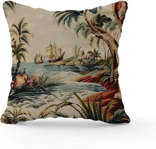 Vista 2 de Funda de almohada Moore Manor Antigua Chinoiserie Coral Peony Chic Asian Accent Funda de almohada Retro Decorativa Fundas de cojín Decoración