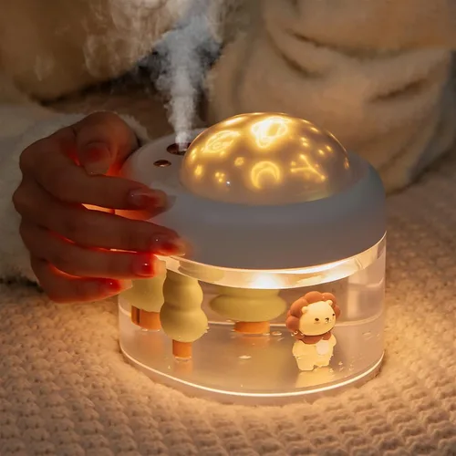 Vista 3 de HASMI Humidificadores para dormitorio lámpara de proyección humidificador de aire inalámbrico 2000 mAh batería recargable proyector USB