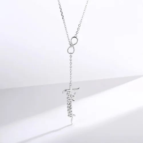Vista 2 de Sariel Collar con colgante de cruz de fe, esperanza y amor de plata esterlina 925 para mujer, joyería cristiana para cumpleaños, Navidad, Navidad
