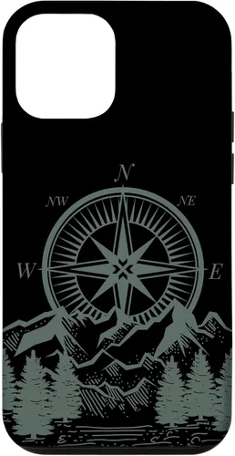 Vista 16 de iPhone 16 Compass Nautical Aesthetic Tree Mountains Landsacpe Case