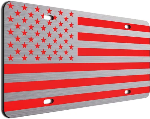 Vista 71 de JASS GRAPHIX Placa de matrícula personalizada con la bandera estadounidense de línea amarilla, homenaje personalizado a despachadores y operadores