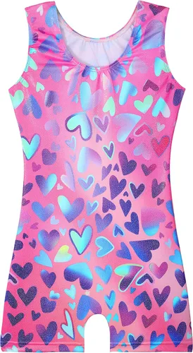 Vista 2 de EQSJIU Leotardos de gimnasia para niñas y niños, diseño de mosaico de arco iris, sirena, mariposa, estrellas, leopardo, galaxia, teñido anudado