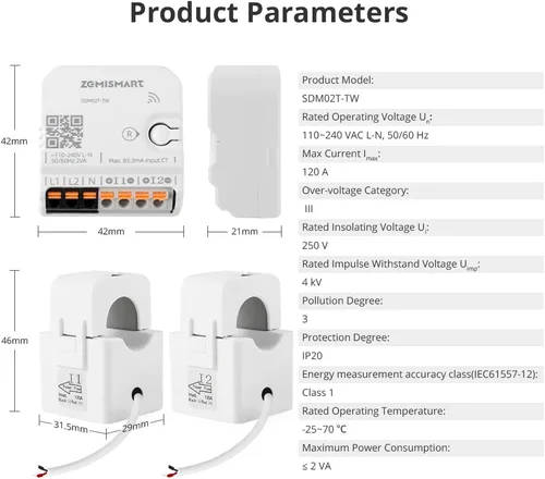 Vista 7 de Monitor de energía inteligente para el hogar con 2 CT de 120 A, seguimiento del uso de electricidad en vivo, seguimiento de energía bidireccional