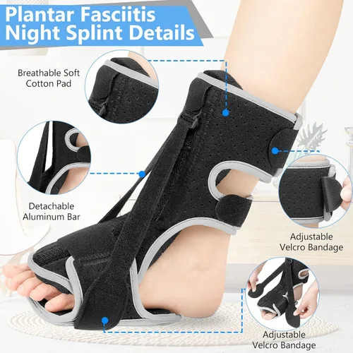 Vista 3 de Férula nocturna para fascitis plantar, férula nocturna ajustable para alivio de la fascitis plantar para mujeres y hombres, soporte de alivio