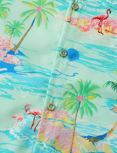 Vista 12 de KYKU - Camisa hawaiana funky para hombre, ropa tropical para vacaciones en Palm Beach