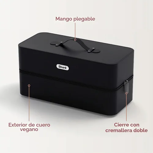 Vista 2 de Shark XHD400SAC FlexStyle Air Styling & Drying System Estuche de almacenamiento, funda de viaje de cuero vegano, negro, 1 unidad (paquete de 2)