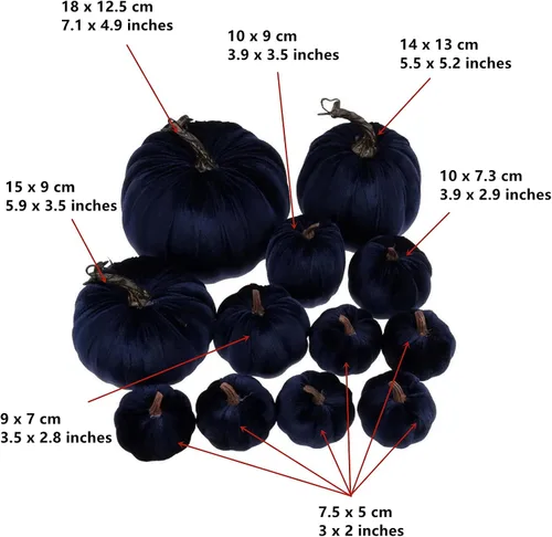 Vista 4 de Gresorth 12 calabazas artificiales grandes de terciopelo para Halloween, hechas a mano, decoración de centro de mesa de cosecha de otoño