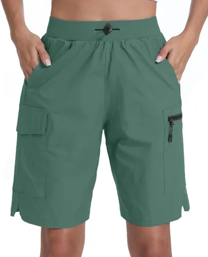 Vista 19 de Pantalones cortos de senderismo para mujer, de secado rápido, ligeros, para viajes, atletismo