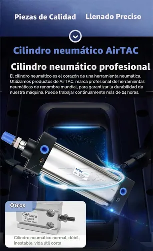 Vista 2 de Hanchen Máquina de llenado de líquidos y pasta con calentador y agitador Boquilla doble Llenadora de pistón neumático de 1.7-16.9 fl oz Dispensador
