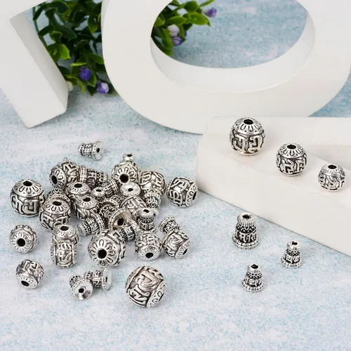 Vista 6 de Craftdady Cuentas de gurú tibetano de plata de 3 maneras para hacer collares y joyas