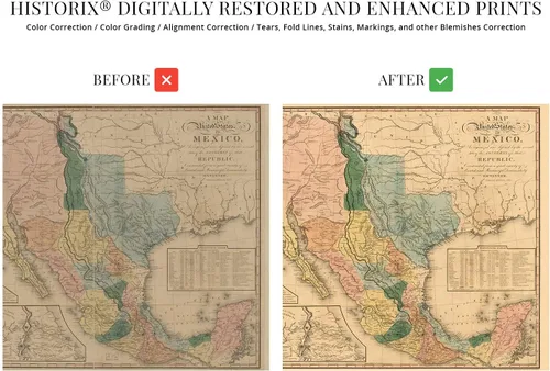 Vista 3 de HISTORIX Vintage 1846 Mapa de Estados Unidos de México, arte histórico de pared de 18 x 24 pulgadas, mapa antiguo de los Estados de México