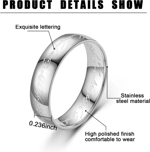 Vista 2 de Godyce Tungsten Rings for Men One Ring Lord of Rings Gifts Fidget Ring Spinner Rings Wedding Bands for Him Memorial Day Anime Cosplay Costume Ring