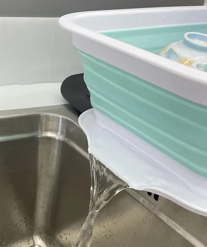 Vista 6 de SAMMART Escurridor de platos plegable de 7.5 litros (2 galones) con escurridor, juego de escurridor plegable, organizador de vajilla portátil