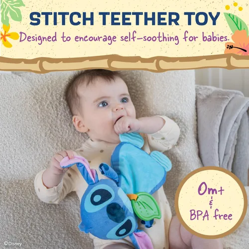 Vista 2 de Kids Preferred Disney Baby's Lilo and Stitch - Juguete sensorial de peluche y mordedor arrugado para bebés recién nacidos, niños y niñas de 10