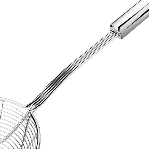 Vista 4 de Colador Skimmer, colador de araña de acero inoxidable, cucharón para pasta, espaguetis, fideos y freír en la cocina, cuenco de 6 pulgadas
