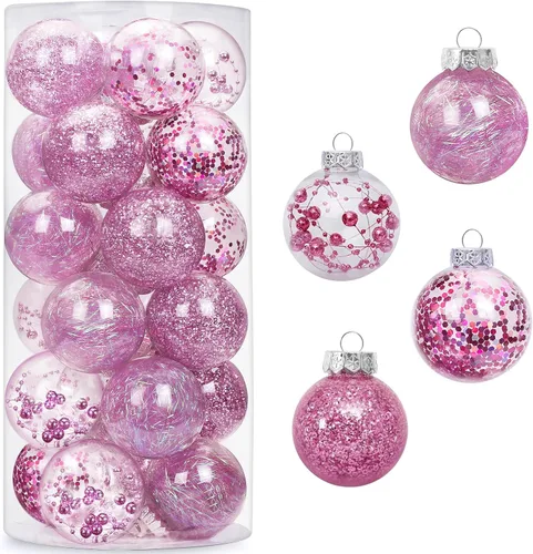 Vista 9 de AMS Adornos de bolas de Navidad transparentes de 24ct, 2.36''/60mm Bolas colgantes de Navidad inastillables, juego de esferas para árbol de Navidad