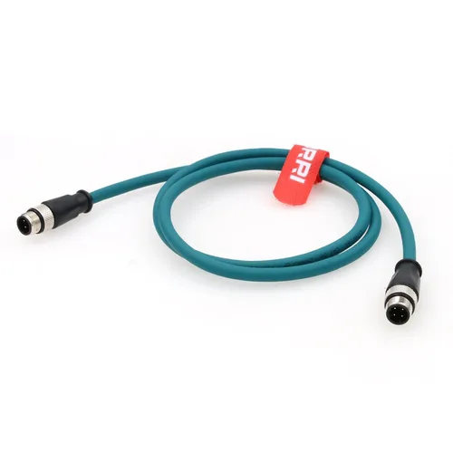 Vista 3 de M12 4Pin D-Code macho a D-Code Extensión macho Ethernet blindado Cat5 Cable para automatización industrial (1M, azul)