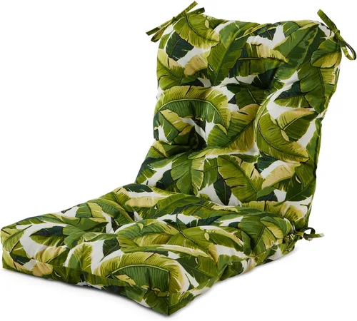 Vista 53 de Cojines para silla de exterior con bisagras, diseño de una sola pieza, cojín reversible para asiento y respaldo de patio con lazos, tela de Aloha