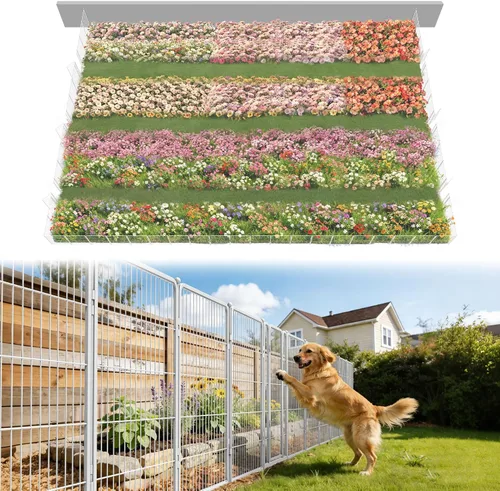 Vista 41 de FXW Valla de jardín al aire libre para el patio, 17 pulgadas de alto x 29.3 pies de largo, barrera de metal resistente para animales, para perros