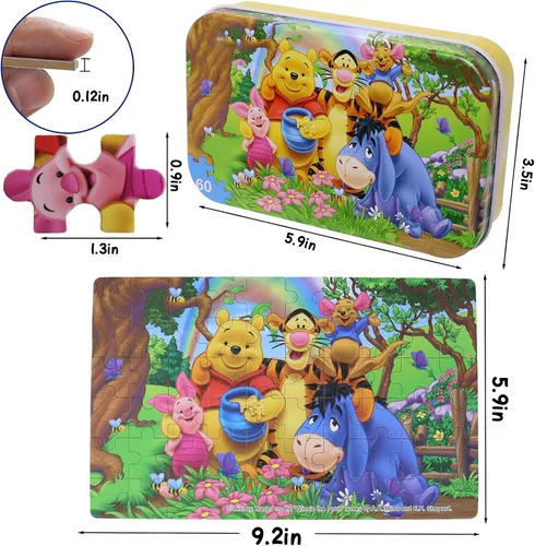 Vista 3 de Rompecabezas de 60 piezas para niños de 4 a 8 años, rompecabezas de fiesta de animales de oso, juego familiar, juguete de presión reducida, regalo