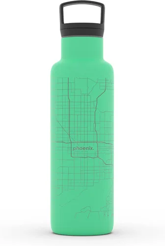 Vista 116 de Well Told Botella de agua aislada con mapa de Washington DC grabado, botella de acero inoxidable grabada (21 onzas, blanco) botella aislada de mapa