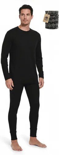 Vista 11 de MERINNOVATION Merino Wool Base Layer Set for Men 100% Merino Wool Pajamas Set Thermal Sleep PJS Lite - Midweight Top, Bottom . Carbón 165