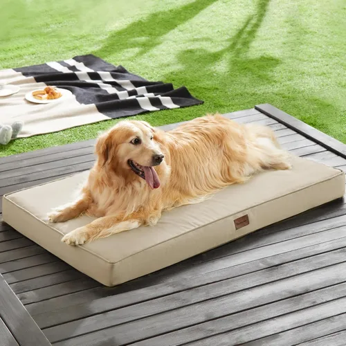 Vista 2 de BFPETHOME Cama para Perros de Exterior para Perros Grandes, Impermeable, Ortopédica con Funda Extraíble Lavable, Colchoneta de Espuma Tipo Caja