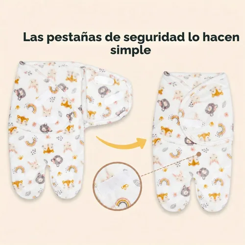 Vista 5 de EVERYDAY KIDS Manta envolvente para bebés de 0 a 3 meses para niños y niñas Osos y Arcoiris