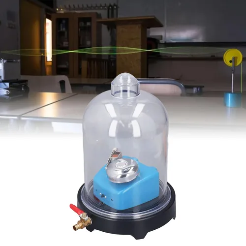 Vista 5 de Tarro de vacío con base, cámara de vacío, tarro de plástico de laboratorio para experimento de propagación de sonido, herramienta educativa