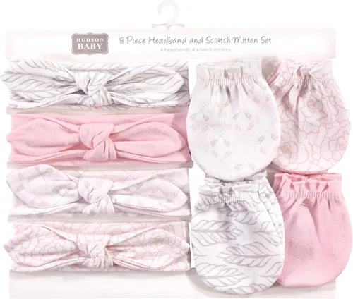 Vista 48 de Hudson Baby Conjunto de diadema de algodón y manoplas para rascar para bebé