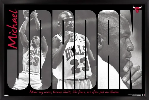 Vista 8 de Trends International Michael Jordan - Póster de pared con texto en inglés "Never Say Never Say Never", 22.4 pulgadas de largo x 14.7 pulgadas