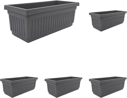 Vista 10 de The HC Companies Macetero veneciano de 18 pulgadas con tapón de drenaje, macetas de plástico ligero resistente a los rayos UV para interiores y Negro