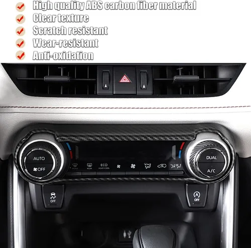 Vista 5 de para RAV4 ABS Fibra de Carbono con Textura de Grano Marco del Panel de Cobertura del Botón del Interruptor de Aire Acondicionado A/C Control Central