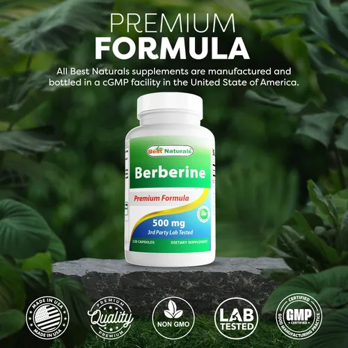 Vista 5 de Best Naturals Berberina 500mg 120 cápsulas – Apoya la función inmunológica, cardiovascular y gastrointestinal (120 unidades (paquete de 1))