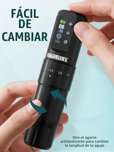 Vista 5 de Dragonhawk Kit de tatuaje inalámbrico Atom2 Pro con impresora térmica A4