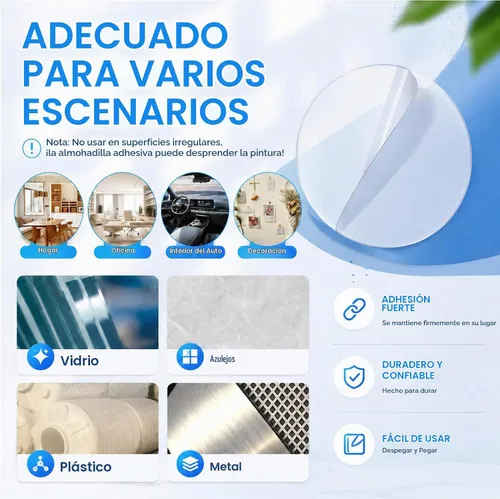 Vista 6 de ZOMPAGO 10 PIEZAS Cinta Adhesiva de Montaje Circular de Doble Cara Resistente - Impermeable, Fuerte Adherencia, Transparente, Alta Resistencia