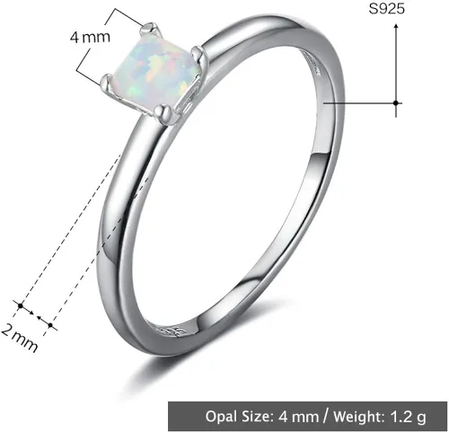 Vista 9 de SILBERTALE Anillo de plata de ley 925 con piedra natal pequeña, talla princesa, solitario, anillo de compromiso para mujer, anillo de boda apilable