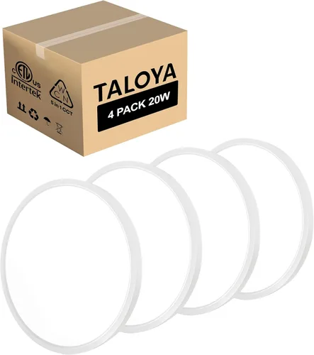 Vista 11 de TALOYA Paquete de 4 lámparas de techo LED de montaje empotrado de 10 pulgadas, 5 temperaturas de color (3000 K-6500 K), luz de panel plano redondo