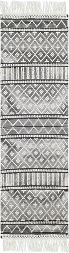 Vista 7 de Hauteloom Leon - Alfombra marroquí bohemia de lana para sala de estar y dormitorio, alfombra bohemia hecha a mano con enrejado, color negro, blanco