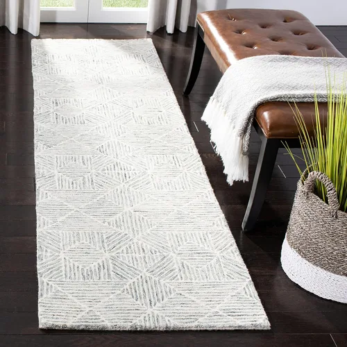 Vista 7 de SAFAVIEH Abstract Collection - Alfombra decorativa, 2 x 3 pies, azul y marfil, lana hecha a mano, ideal para zonas de alto tráfico en entrada, sala