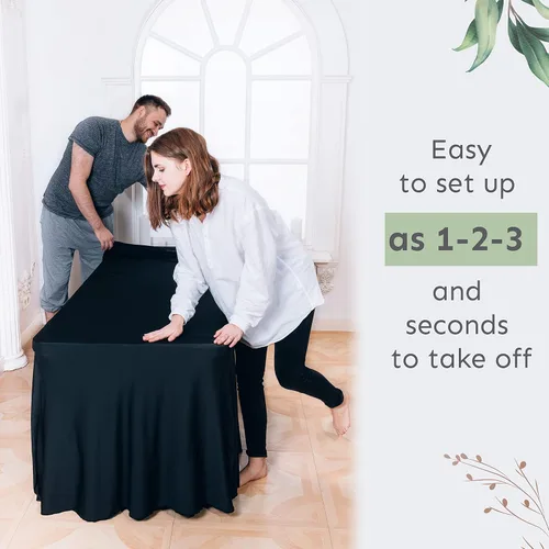 Vista 6 de Falda de mesa para mesas rectangulares de 6 pies – Fundas de mesa de elastano para mesa estándar de 6 pies – Mantel elástico ajustable de una pieza