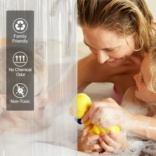 Vista 2 de AmazerBath Forro transparente para cortina de ducha de 72 x 84 pulgadas y 2 cepillos limpiadores de botellas