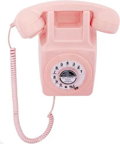 Vista 8 de Teléfono de línea fija retro, Artisam - Teléfono de pared clásico con cable, teléfono de montaje en pared vintage de esfera giratoria con función
