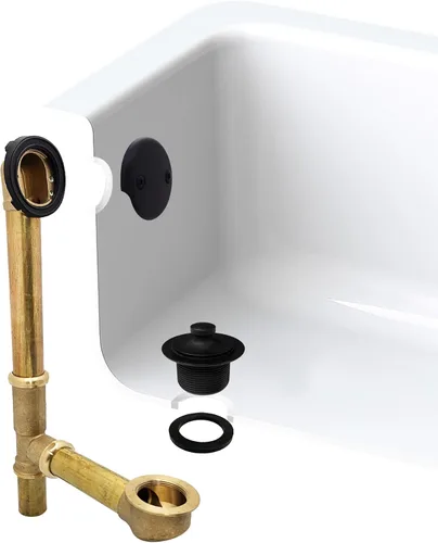 Vista 3 de Westbrass Pull & Drain D3262-62 - Desechos de baño de 14 pulgadas, tubo de calibre 17, negro mate, D3262-62