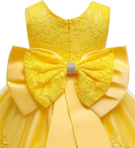 Vista 4 de Jup'Elle Vestidos de niña de flores para boda, vestido bordado formal para niñas, vestido de princesa para bebé, para desfiles, fiesta, con tocado