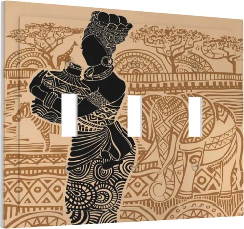 Vista 110 de Decorative Outlet Covers African Woman Zebra Elephants Black Girl 1 Gang Duplex Light Switch Cover Plate Unique Wall Plates for Electrical Outlets