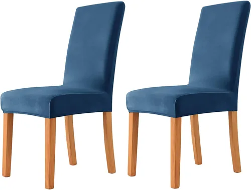 Vista 22 de Velvet Chair Covers Beige Gray, Stretch Dining Room Chair Covers 2 Pack, Super Fit Dining Chairs Slipcovers Spandex Washable Kitchen Parson Chair