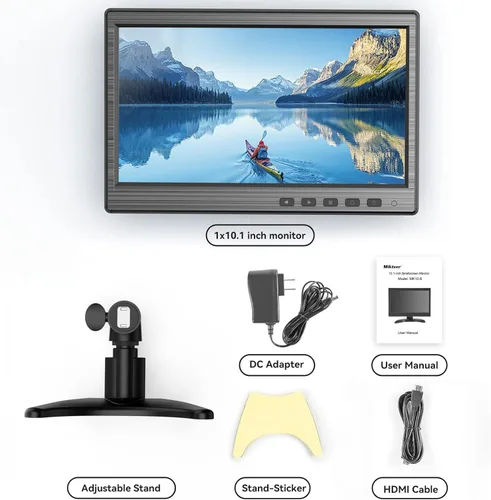 Vista 7 de Monitor de seguridad CCTV de 10,1 pulgadas, segundo monitor pequeño para vigilancia DVR/NVR, entradas HDMI VGA BNC AV, altavoces incorporados