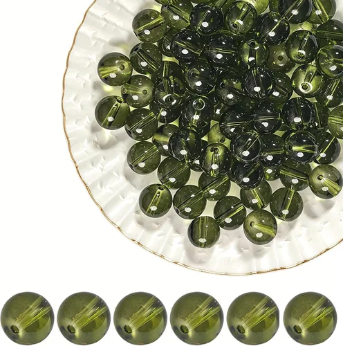 Vista 8 de Granos de cristal gris 0.394 in 200pcs claro redondo
