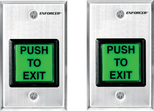 Vista 6 de Seco-Larm SD-7202GC-PEQ ENFORCER - Placa de pared con iluminación LED RTE con botón verde grande, botón grande iluminado con leyenda "PUSH TO EXIT